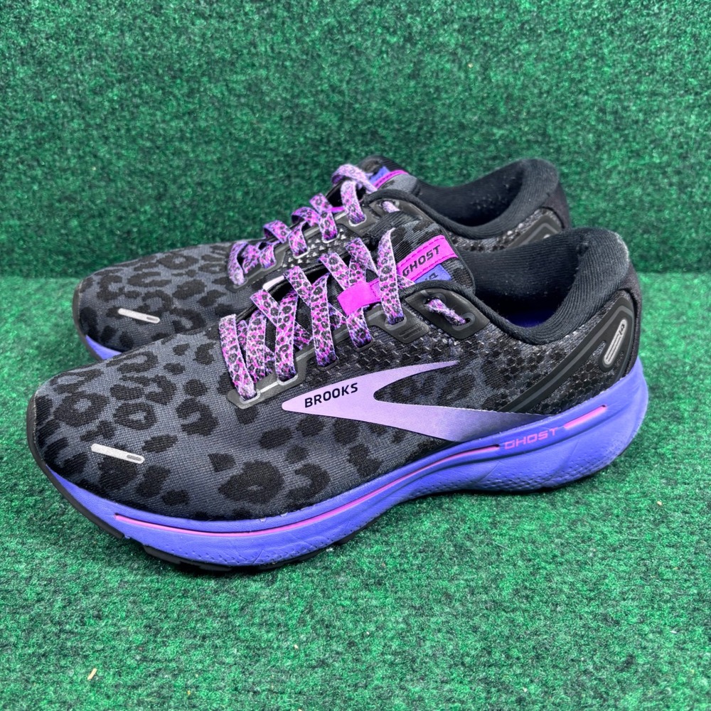 Brooks Ghost 14 Womens Running Shoes 8 Leopard Print Purple Black 1203561B098 - Picture 4 of 8